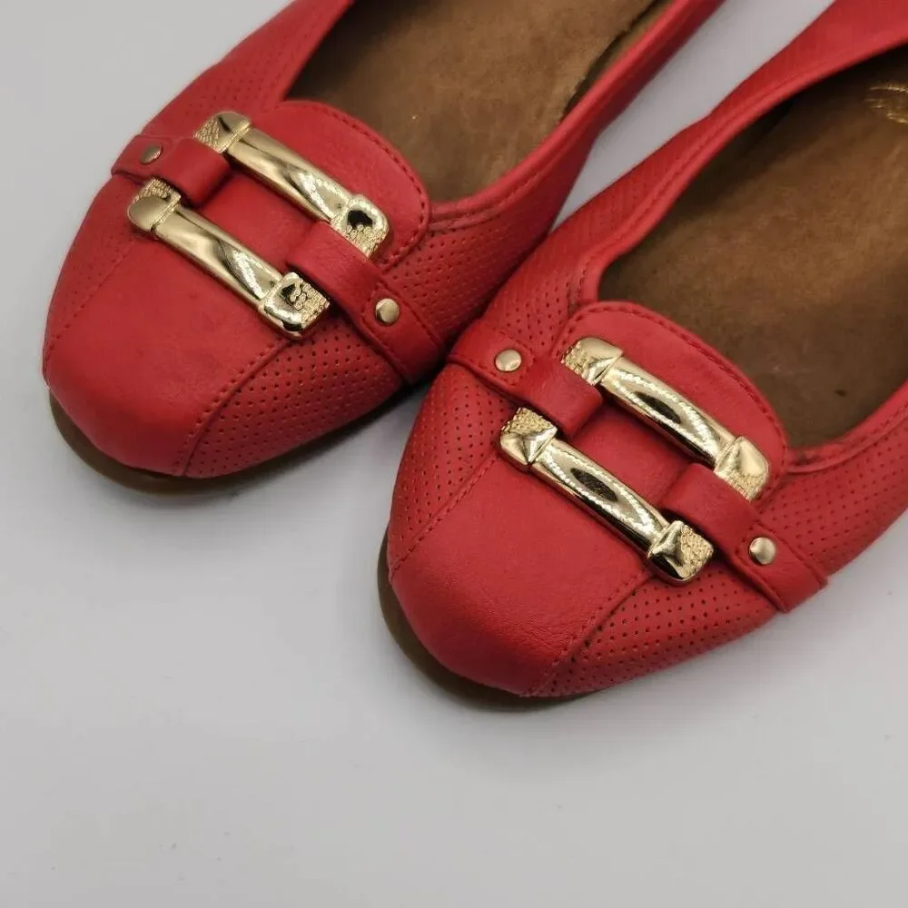 Women's Aerosoles Sherbet 2 Coral Perforated Ballet Flats Shoes Size 10M